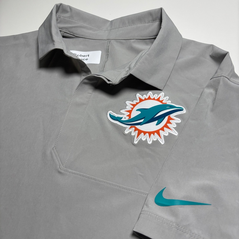 Miami Dolphins Nike Dri Fit Mens‎ L Team Issued Polo Shirt Gray NFL On Field - Picture 6 of 9